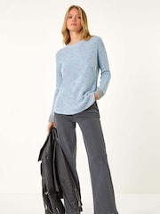 Roman Blue Contrast Cuff Knit Jumper - Image 2 of 5