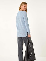 Roman Blue Contrast Cuff Knit Jumper - Image 3 of 5