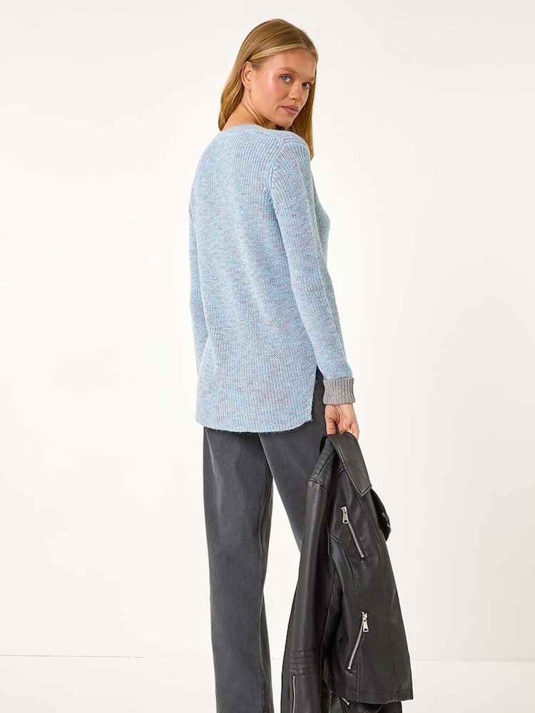 Roman Blue Contrast Cuff Knit Jumper - Image 3 of 5