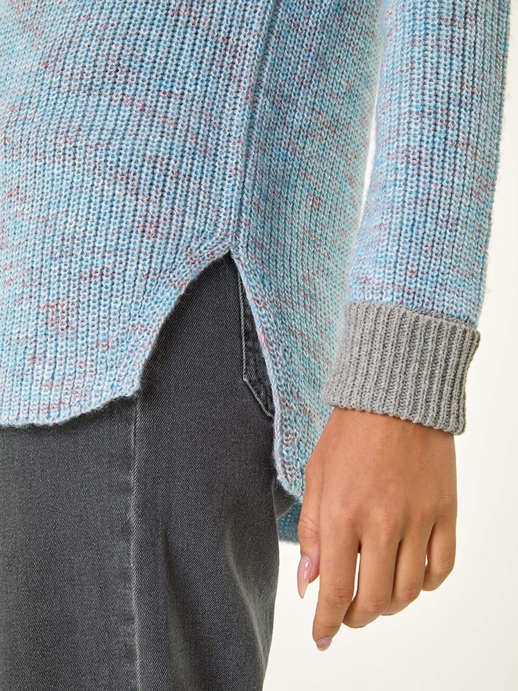Roman Blue Contrast Cuff Knit Jumper - Image 5 of 5