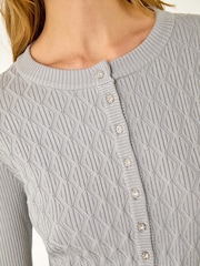 Roman Grey Button Front Short Knit Cardigan - Image 5 of 5