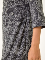 Roman Grey Paisley Button Detail Shift Dress - Image 5 of 5