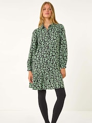 Roman Green Ditsy Floral Button Detail Shirt Dress - Image 1 of 5