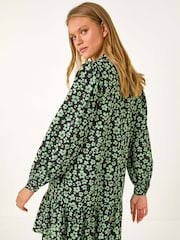 Roman Green Ditsy Floral Button Detail Shirt Dress - Image 2 of 5