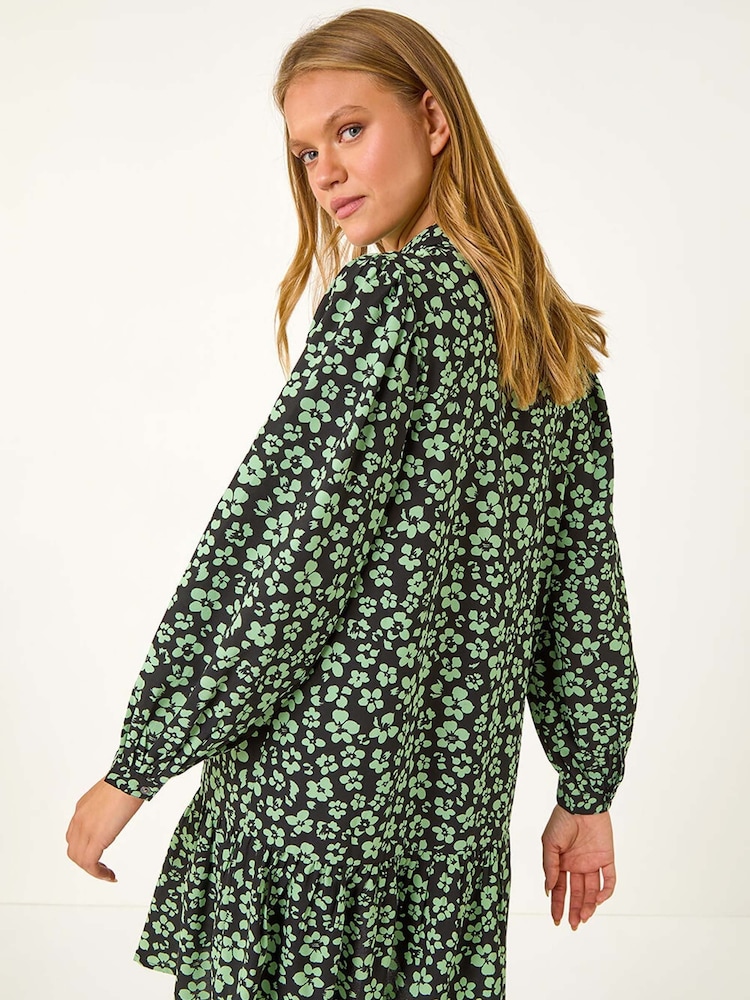 Roman Green Ditsy Floral Button Detail Shirt Dress - Image 2 of 5
