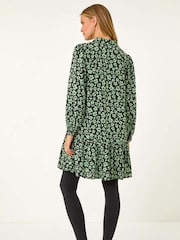 Roman Green Ditsy Floral Button Detail Shirt Dress - Image 3 of 5