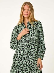 Roman Green Ditsy Floral Button Detail Shirt Dress - Image 4 of 5