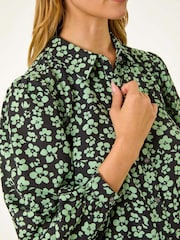Roman Green Ditsy Floral Button Detail Shirt Dress - Image 5 of 5