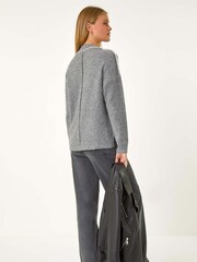 Roman Grey Seam Detail Funnel Neck Jumper - Image 3 of 5