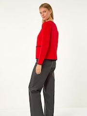 Roman Red Blanket Stitch Cardigan - Image 3 of 5