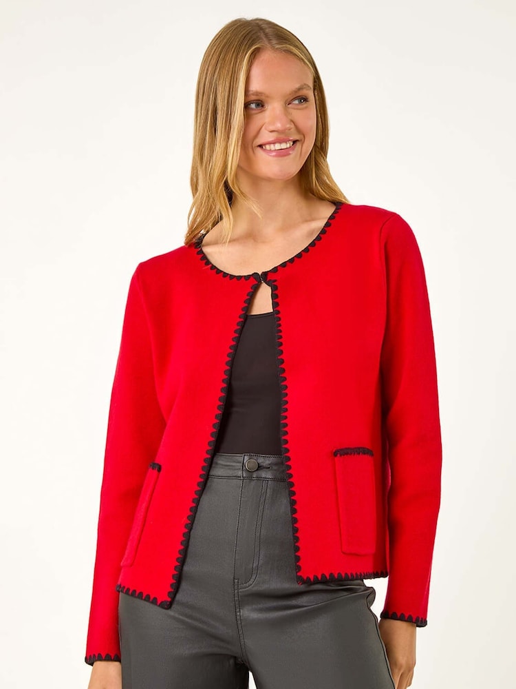 Roman Red Blanket Stitch Cardigan - Image 4 of 5