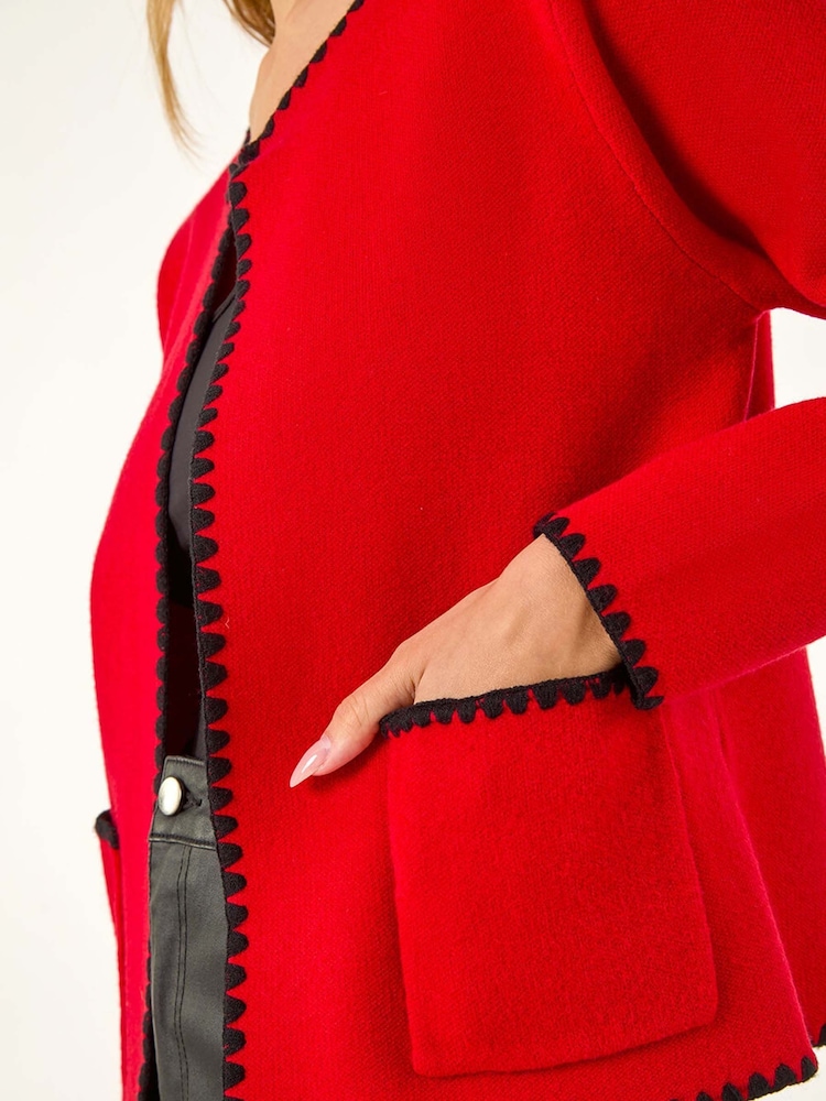 Roman Red Blanket Stitch Cardigan - Image 5 of 5