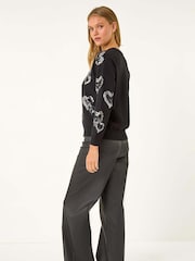 Roman Black Heart Sequin Detail Jumper - Image 3 of 6
