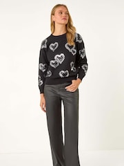 Roman Black Heart Sequin Detail Jumper - Image 4 of 6