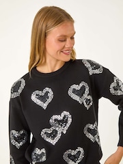 Roman Black Heart Sequin Detail Jumper - Image 5 of 6