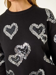 Roman Black Heart Sequin Detail Jumper - Image 6 of 6