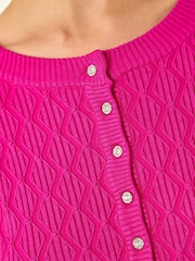 Roman Pink Button Front Short Knit Cardigan - Image 5 of 5