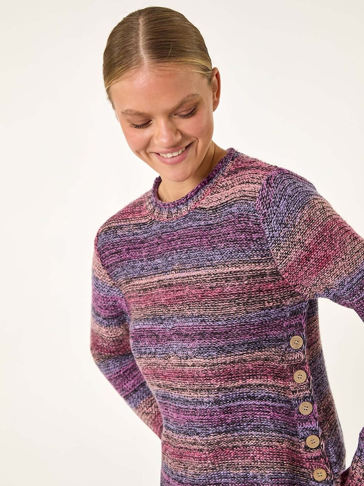 Roman Purple Spacedye Curved Hem Jumper - Image 1 of 5