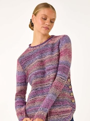 Roman Purple Spacedye Curved Hem Jumper - Image 2 of 5