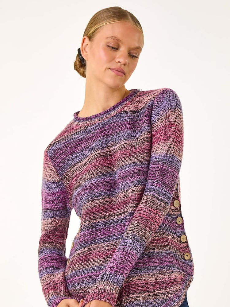 Roman Purple Spacedye Curved Hem Jumper - Image 2 of 5