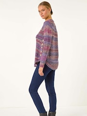 Roman Purple Spacedye Curved Hem Jumper - Image 3 of 5