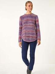 Roman Purple Spacedye Curved Hem Jumper - Image 4 of 5