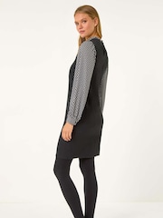 Roman Black Geometric Contrast Knit Dress - Image 3 of 5