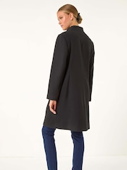 Roman Black Tailored Funnel Neck Coat - Image 3 of 5