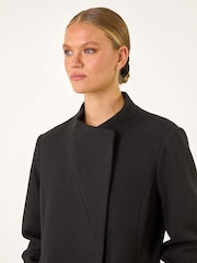 Roman Black Tailored Funnel Neck Coat - Image 5 of 5