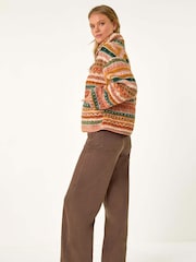 Roman Orange Print Sherpa Fleece Jacket - Image 4 of 6