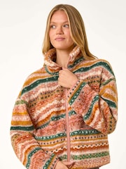 Roman Orange Print Sherpa Fleece Jacket - Image 5 of 6