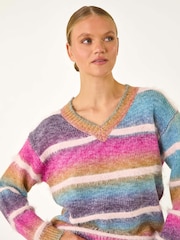 Roman Pink Soft Stripe Knit Jumper - Image 1 of 5
