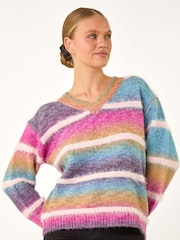 Roman Pink Soft Stripe Knit Jumper - Image 4 of 5