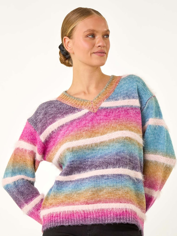 Roman Pink Soft Stripe Knit Jumper - Image 4 of 5