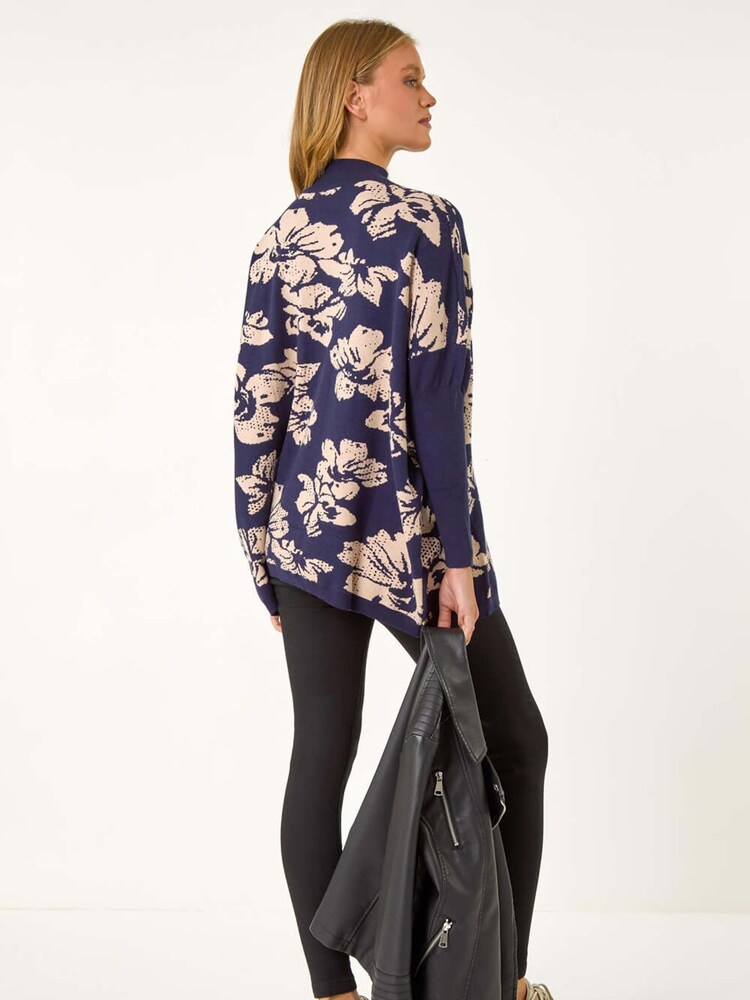 Roman Blue Floral Mono Print Knit Jumper - Image 4 of 6