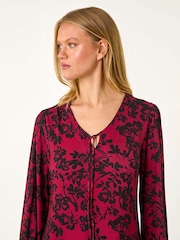 Vestido Roman Floral de malha com alças largas - Imagem 4 de 5
