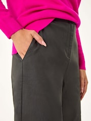 Roman Black Coated Wide Leg Cropped Trousers - Image 6 of 6
