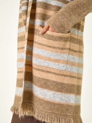 Roman Natural Stripe Print Knit Longline Cardigan - Image 5 of 5