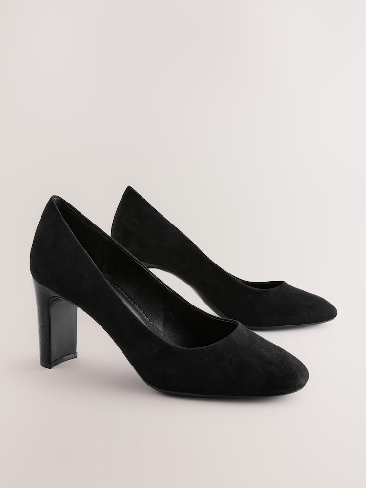 Black Standard/Wide Fit Forever Comfort® Round Toe Block Court Shoes - Image 7 of 7