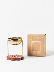 Oliver Bonas Gold Hamilton Flower Printed Gold Metallic Oil Burner - Image 1 of 5