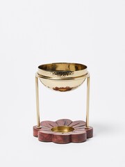 Oliver Bonas Gold Hamilton Flower Printed Gold Metallic Oil Burner - Image 2 of 5
