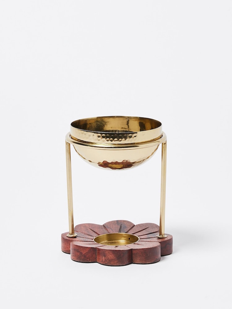 Oliver Bonas Gold Hamilton Flower Printed Gold Metallic Oil Burner - Image 2 of 5