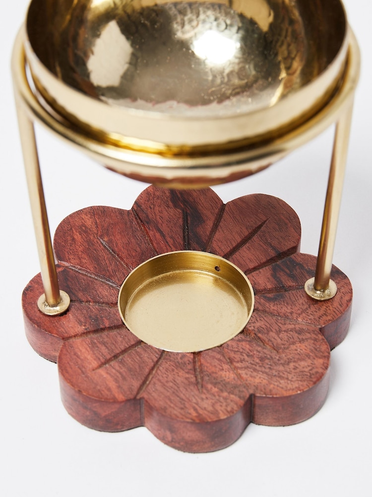 Oliver Bonas Gold Hamilton Flower Printed Gold Metallic Oil Burner - Image 5 of 5