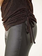 Roman Metallic Black Glitter Cowl Neck Top - Image 6 of 6