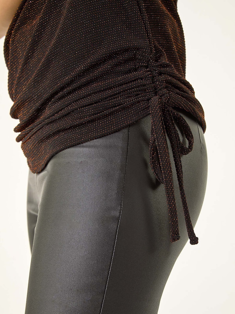 Roman Metallic Black Glitter Cowl Neck Top - Image 6 of 6