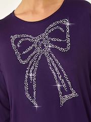 Roman Purple Hotfix Embellished Bow T-Shirt - Image 5 of 5