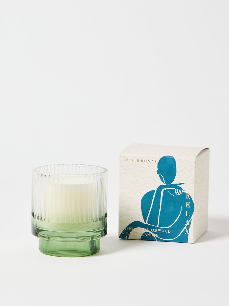 Oliver Bonas Green Nora Relax Jasmine & Cedarwood Scented Candle - Image 1 of 3