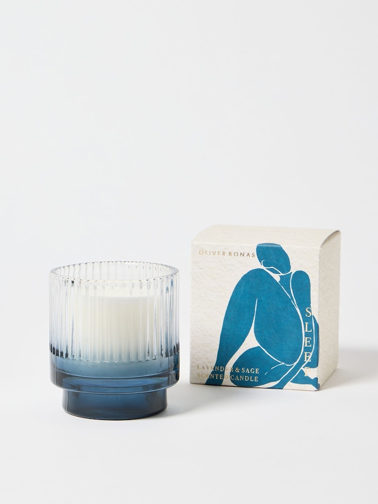 Oliver Bonas Blue Nora Sleep Lavender & Sage Scented Candle - Image 1 of 3