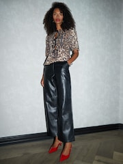 Threadbare Snake Imprimeu Paiete Cravată Front Smock Bluze - Image 2 of 4