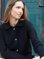 Threadbare Black Cropped Knitted Cardigan With Collar - Image 3 of 4